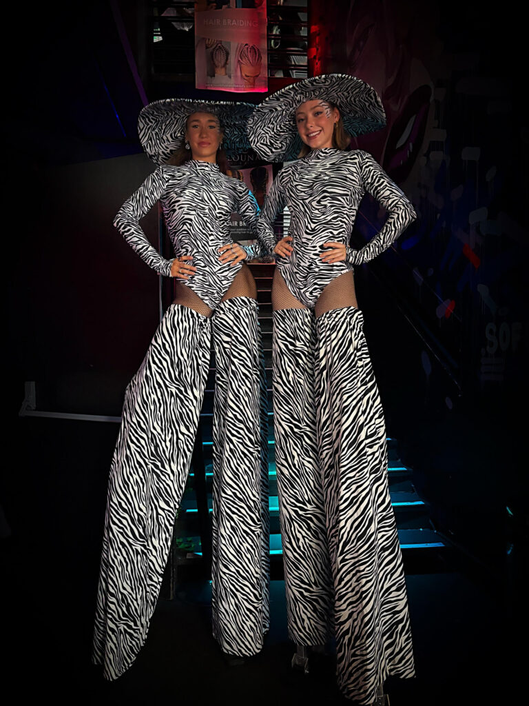 stilt walker zebra